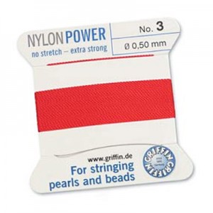 Griffin Nylon Bead Cord Red 0.5mm - 2m