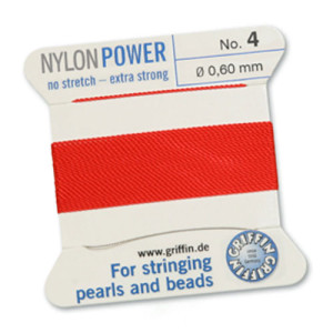 Griffin Nylon Bead Cord Red 0.6mm - 2m