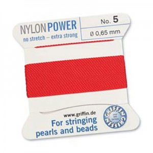 Griffin Nylon Bead Cord Red 0.65mm - 2m