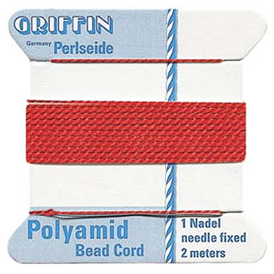 Griffin Nylon Bead Cord Red 0.7mm - 2m