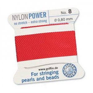 Griffin Nylon Bead Cord Red 0.8mm - 2m