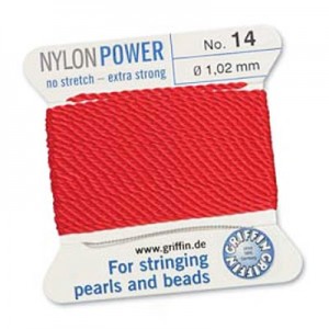 Griffin Nylon Bead Cord Red 1.02mm - 2m