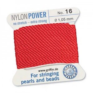 Griffin Nylon Bead Cord Red 1.05mm - 2m