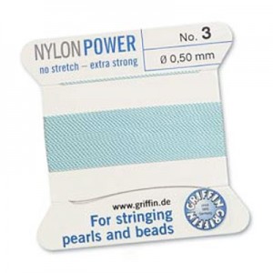 Griffin Nylon Bead Cord Turquoise 0.5mm - 2m