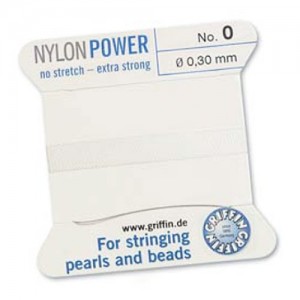 Griffin Nylon Bead Cord White 0.3mm - 2m