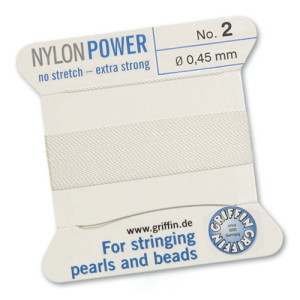 Griffin Nylon Bead Cord White 0.45mm - 2m