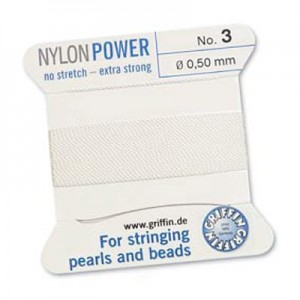 Griffin Nylon Bead Cord White 0.5mm - 2m