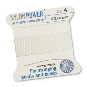Griffin Nylon Bead Cord White 0.6mm - 2m