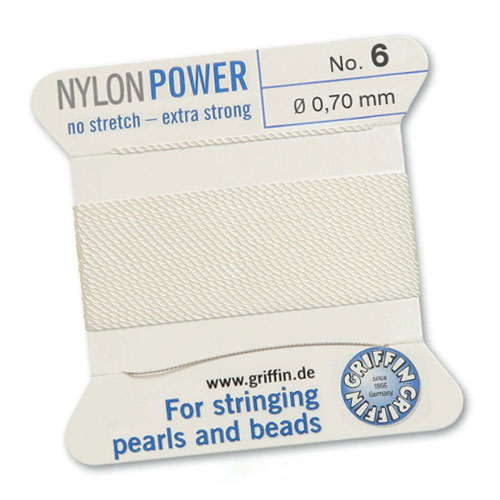 Griffin Nylon Bead Cord White 0.7mm - 2m