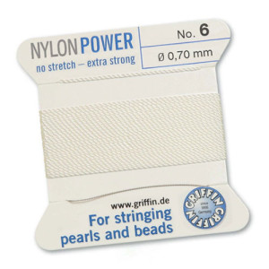 Griffin Nylon Bead Cord White 0.7mm - 2m