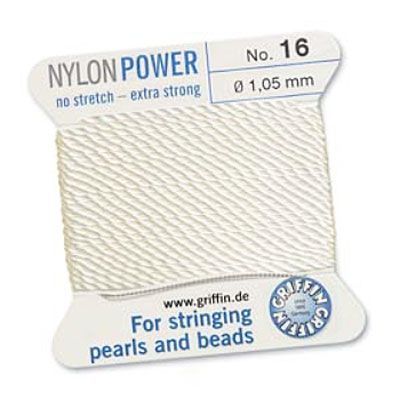 Griffin Nylon Bead Cord White 1.05mm - 2m