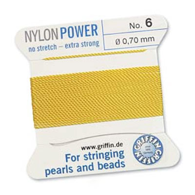 Griffin Nylon Bead Cord Yellow 0.7mm - 2m