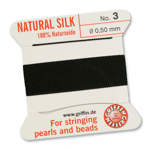 Griffin Silk Bead Cord Black 0.5mm - 2m