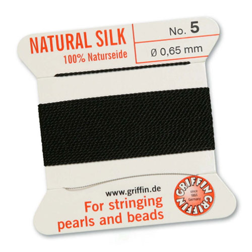 Griffin Silk Bead Cord Black 0.65mm - 2m