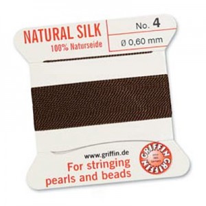 Griffin Silk Bead Cord Brown 0.6mm - 2m