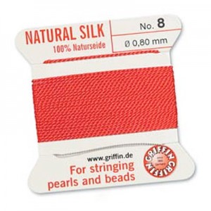 Griffin Silk Bead Cord Coral 0.8mm - 2m