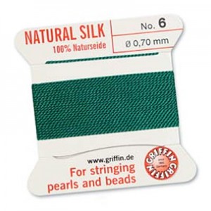 Griffin Silk Bead Cord Green 0.7mm - 2m