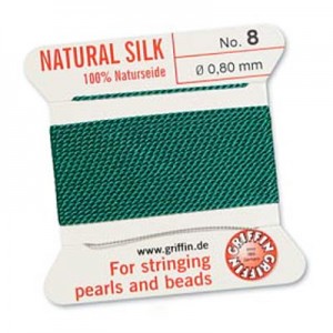 Griffin Silk Bead Cord Green 0.8mm - 2m