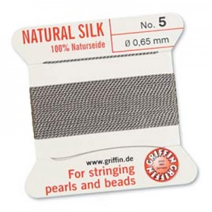 Griffin Silk Bead Cord Grey 0.65mm - 2m