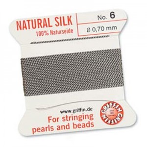 Griffin Silk Bead Cord Grey 0.7mm - 2m