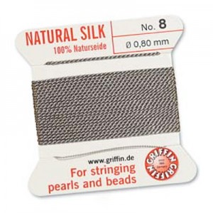 Griffin Silk Bead Cord Grey 0.8mm - 2m