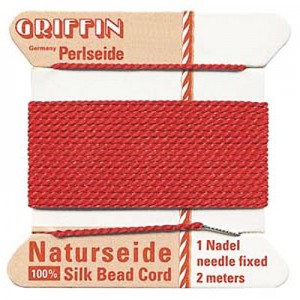 Griffin Silk Bead Cord Red 0.3mm - 2m