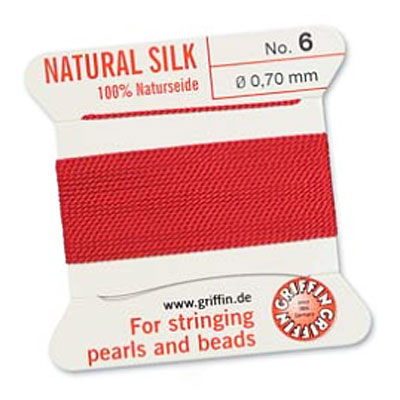 Griffin Silk Bead Cord Red 0.7mm - 2m