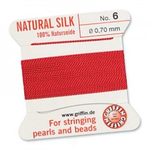 Griffin Silk Bead Cord Red 0.7mm - 2m