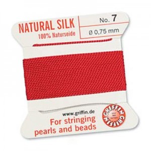 Griffin Silk Bead Cord Red 0.75mm - 2m