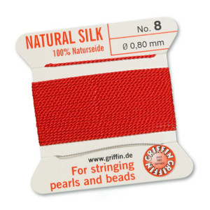 Griffin Silk Bead Cord Red 0.8mm - 2m