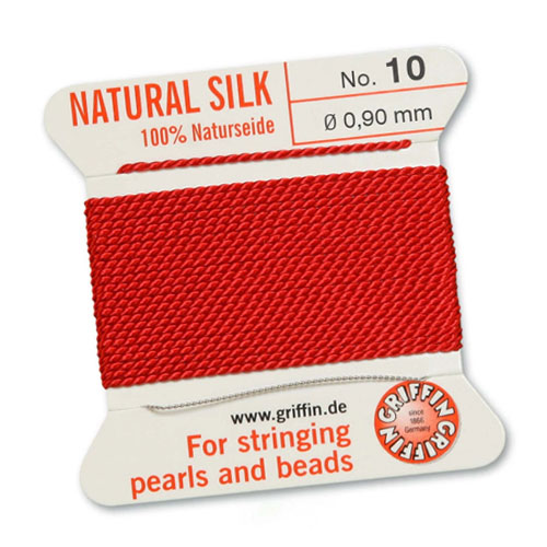 Griffin Silk Bead Cord Red 0.9mm - 2m