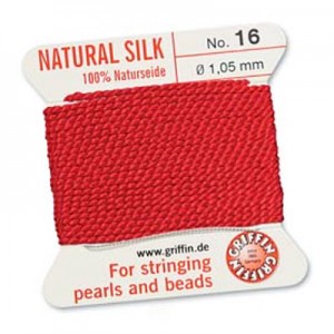 Griffin Silk Bead Cord Red 1.05mm - 2m