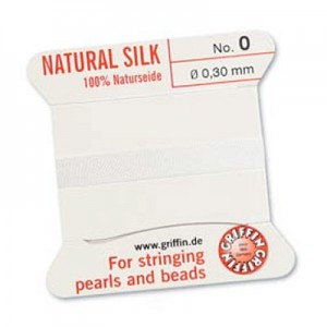 Griffin Silk Bead Cord White 0.3mm - 2m