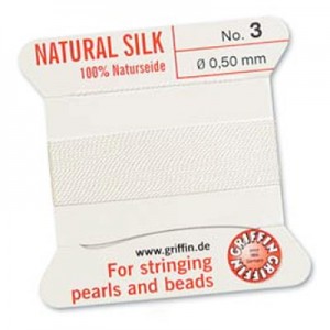 Griffin Silk Bead Cord White 0.5mm - 2m