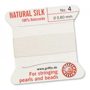 Griffin Silk Bead Cord White 0.6mm - 2m