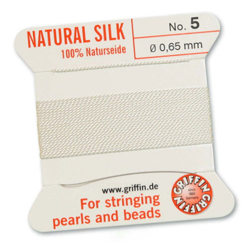 Griffin Silk Bead Cord White 0.65mm - 2m