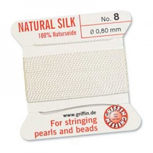 Griffin Silk Bead Cord White 0.8mm - 2m
