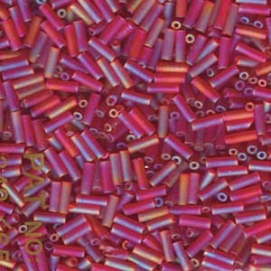 Bugle Bead Japanese Transparent Fab Ruby Red 6mm- 250g