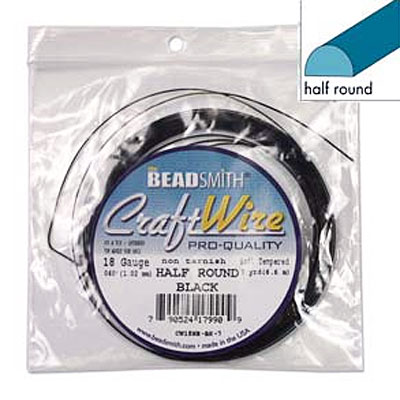 Craft Wire 18ga Half Round Black 1mm - 6.4m