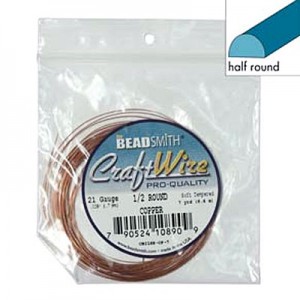 Craft Wire 18ga Half Round Copper 1mm - 6.4m
