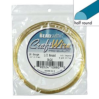 Craft Wire 18ga Half Round Gold 1mm - 3.6m