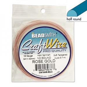Craft Wire 18ga Half Round Rose Gold 1mm - 3.6m