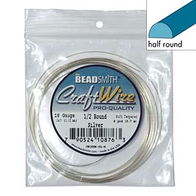 Craft Wire 18ga Half Round Silver 1mm - 3.6m