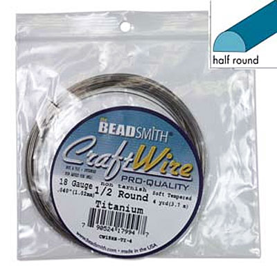 Craft Wire 18ga Half Round Titanium 1mm - 3.6m