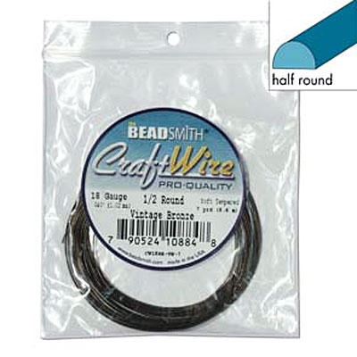 Craft Wire 18ga Half Round Vintage Bronze 1mm - 6.4m