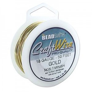Craft Wire 18ga Non Tarnish Gold 1mm - 15m