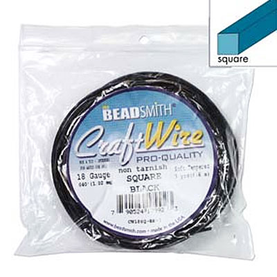 Craft Wire 18ga Square Black 1mm - 6.4m