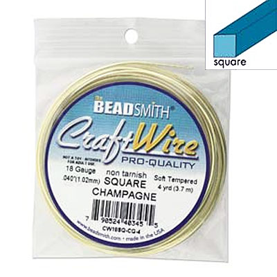 Craft Wire 18ga Square Champagne Gold 1mm - 3.6m