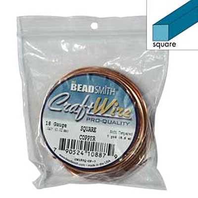 Craft Wire 18ga Square Copper 1mm - 6.4m