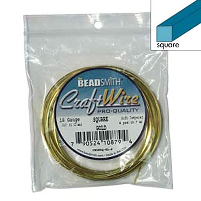 Craft Wire 18ga Square Gold 1mm - 3.6m